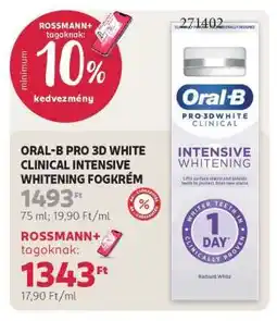 Rossmann ORAL-B PRO 3D WHITE CLINICAL INTENSIVE WHITENING FOGKRÉM ajánlat
