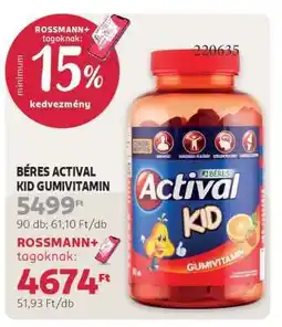 Rossmann BÉRES ACTIVAL KID GUMIVITAMIN ajánlat