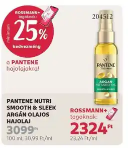 Rossmann PANTENE NUTRI SMOOTH & SLEEK ARGÁN OLAJOS HAJOLAJ ajánlat