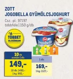 Metro ZOTT Jogobella gyümölcsjoghurt ajánlat