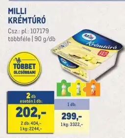 Metro MILLI Krémtúró ajánlat