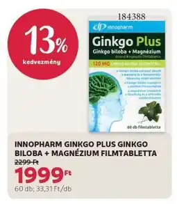 Rossmann INNOPHARM GINKGO PLUS GINKGO BILOBA + MAGNÉZIUM FILMTABLETTA ajánlat