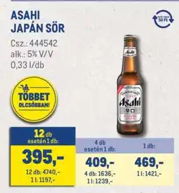 Metro ASAHI JAPÁN SÖR ajánlat