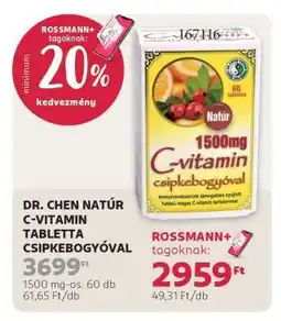 Rossmann DR. CHEN NATÚR C-VITAMIN TABLETTA CSIPKEBOGYÓVAL ajánlat