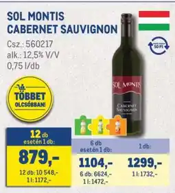 Metro SOL MONTIS CABERNET SAUVIGNON ajánlat