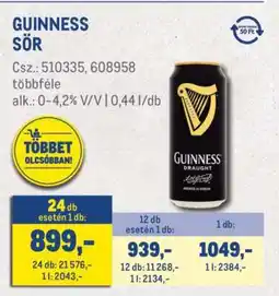 Metro Guinness Sör ajánlat