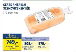 Metro Ceres Amerikai Szendvicskenyér ajánlat