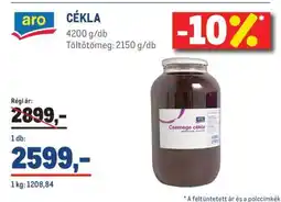 Metro aro CÉKLA ajánlat