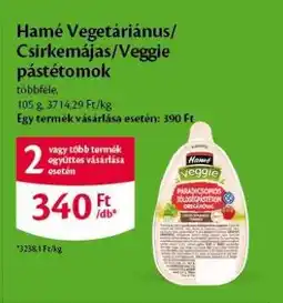 EcoFamily Hamé Vegetáriánus/Csirkemájas/Veggie pástétomok ajánlat