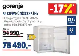 Metro gorenje R492PW HŰTŐSZEKRÉNY ajánlat
