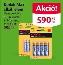 EcoFamily Kodak Max alkáli elem ajánlat