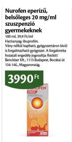 EcoFamily Nurofen eperízű, belsőleges 20 mg/ml szuszpenzió gyermekeknek ajánlat