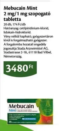 EcoFamily Mebucain Mint 2 mg/1 mg szopogató tabletta ajánlat