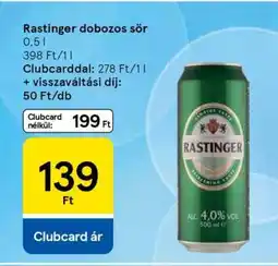 Tesco Rastinger dobozos sör ajánlat