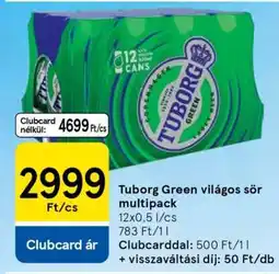 Tesco Tuborg Green világos sör multipack ajánlat