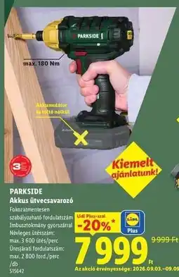 Lidl PARKSIDE Akkus ütvecsavarozó ajánlat
