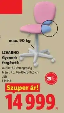 Lidl LIVARNO Gyermek forgószék ajánlat