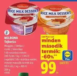Lidl MILBONA Tejberizs ajánlat