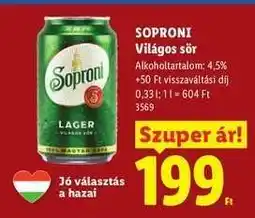 Lidl SOPRONI Világos sör ajánlat
