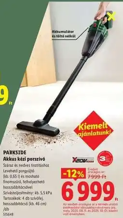 Lidl PARKSIDE Akkus kézi porszívó ajánlat