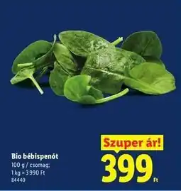 Lidl Bio bébispinót ajánlat