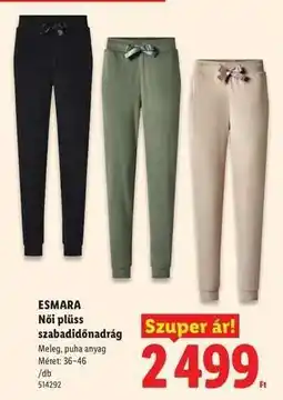 Lidl esmara Női plüss szabadidőnadrág ajánlat