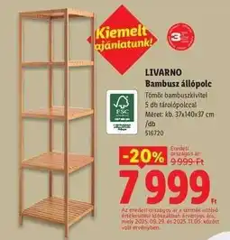 Lidl LIVARNO Bambusz állópolc ajánlat