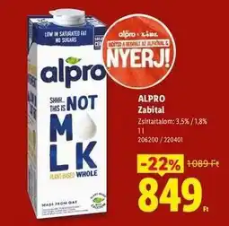 Lidl ALPRO Zabital ajánlat