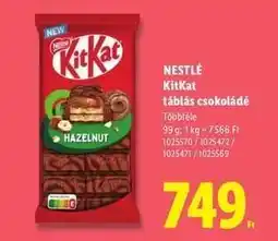 Lidl NESTLÉ KITKAT TÁBLÁS CSOKOLÁDÉ ajánlat