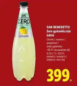Lidl SAN BENEDETTO Zero gyümölcsízű üdítő ajánlat