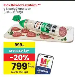 Spar PICK Rákóczi szalámi ajánlat