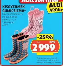 ALDI Kisgyermek gumicsizma ajánlat