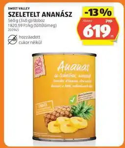 ALDI SWEET VALLEY Szeletelt Ananász ajánlat