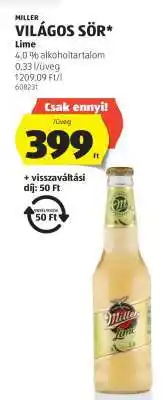 ALDI MILLER Világos sör / lime ajánlat