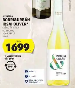 ALDI Bodri&Urbán Irsai Olivér ajánlat