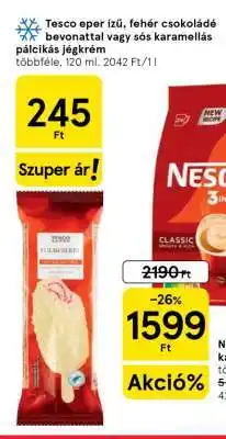 Tesco Tesco eper ízű, fehér csokoládé bevonattal vagy sós karamellás pálcikás jégkrém ajánlat