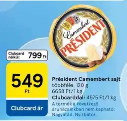 Tesco Président Camembert sajt ajánlat