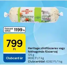 Tesco Heritage zöldfűszeres vagy fokhagymás fűszervaj ajánlat