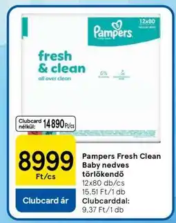 Tesco Pampers Fresh Clean Baby nedves törlőkendő ajánlat