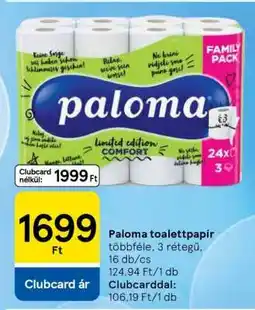Tesco Paloma toalettpapír ajánlat