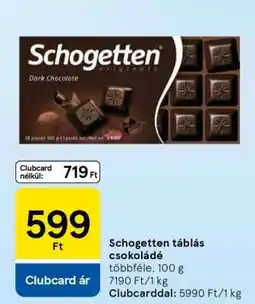 Tesco Schogetten táblás csokoládé ajánlat
