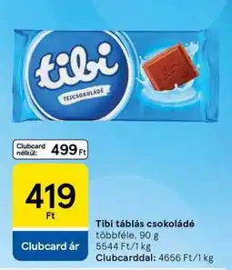 Tesco TIBI Táblás csokoládé ajánlat