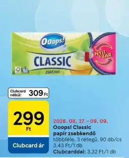 Tesco Ooops! Classic papír zsebkendő ajánlat