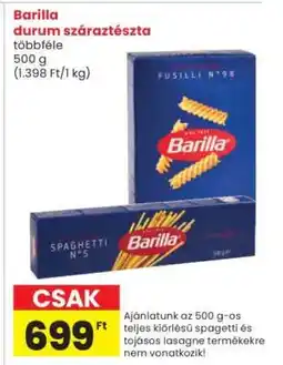 Interspar Barilla durum száraztészta ajánlat