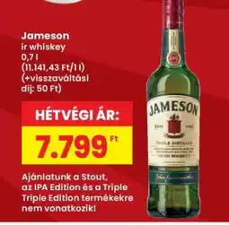 Interspar Jameson ír whiskey 0,7 l ajánlat