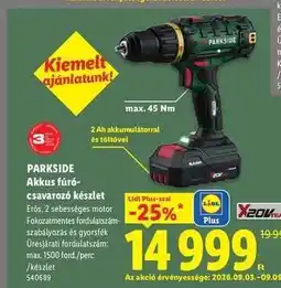 Lidl PARKSIDE Akkus fúró-csavarozó készlet ajánlat
