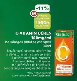 PatikaPlus Beres c-vitamin 100 mg/ml ajánlat