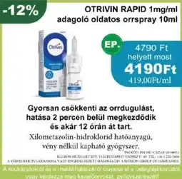 PatikaPlus Otrivin rapid ajánlat