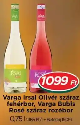 Real Varga irsai oliver száraz fehérbor, varga bubis rosé száraz rozébor ajánlat