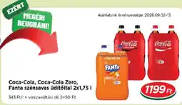 Real Coca-Cola, Coca-Cola Zero, Fanta szénsavas üdítőital ajánlat